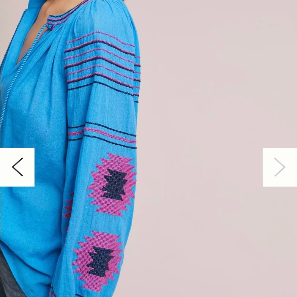 Maeve by Anthropologie Runaway Embroidered Peasant Top-S - Picture 3 of 9